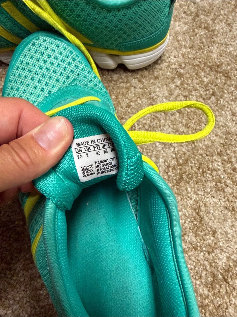adidas Teal and Yellow Kids Athletic Shoes